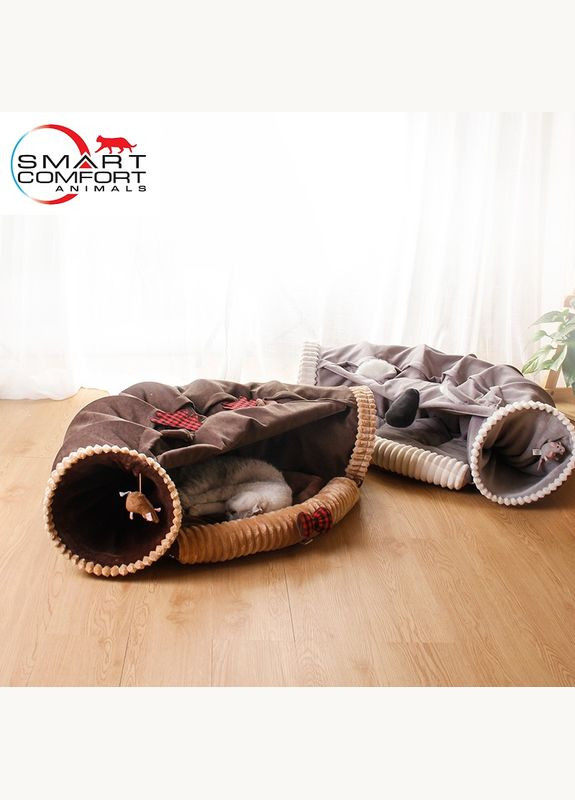 Будиночок для кота Smart Comfort Animals GX-93 коричневий ігровий Будиночок для кішки з секретним тунелем і спальним місцем Smart Comfort System (292632178)