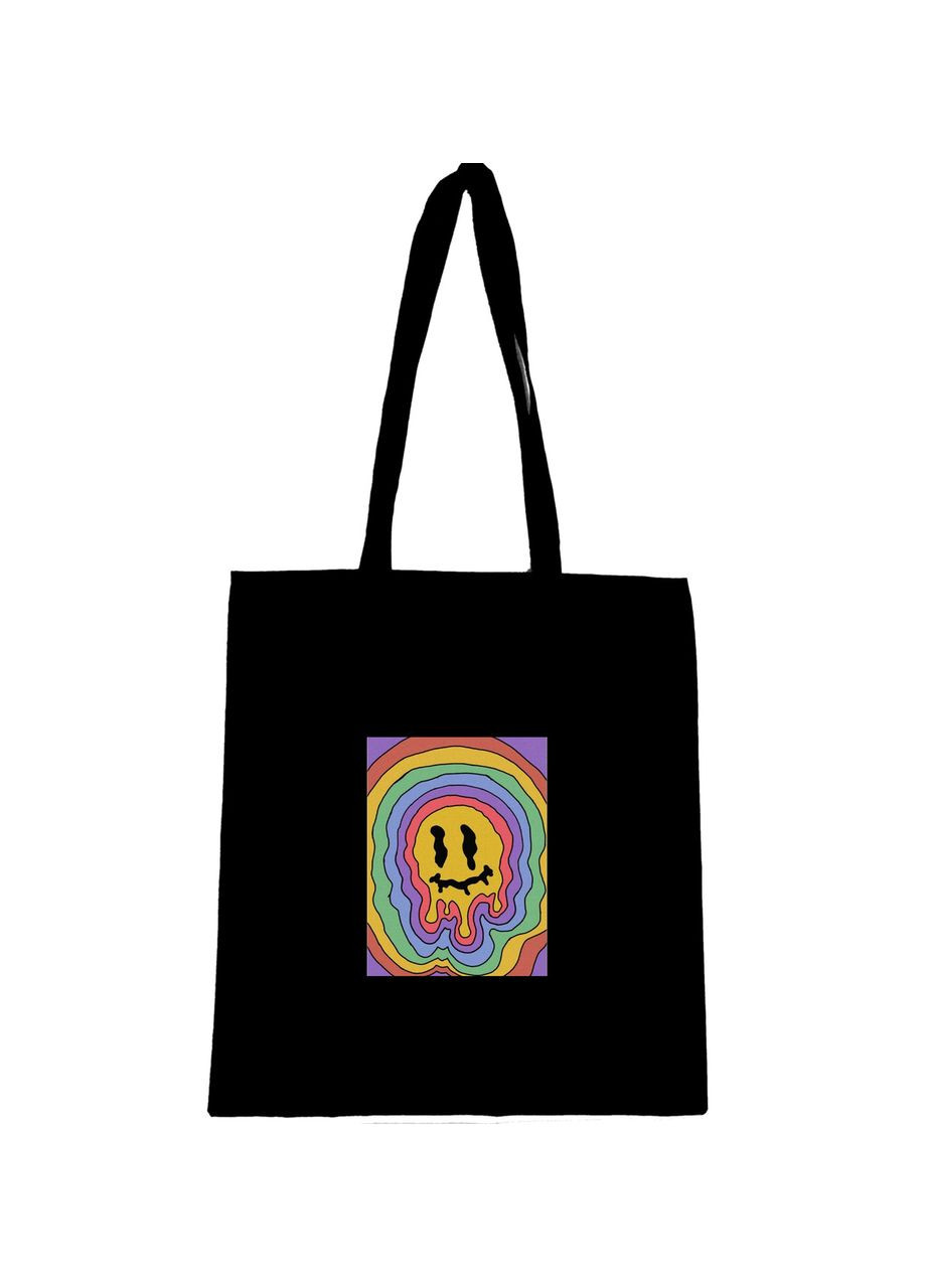 Эко сумка шопер с принтом "Acid smile, стекающий смайл" Handmade (292713925)