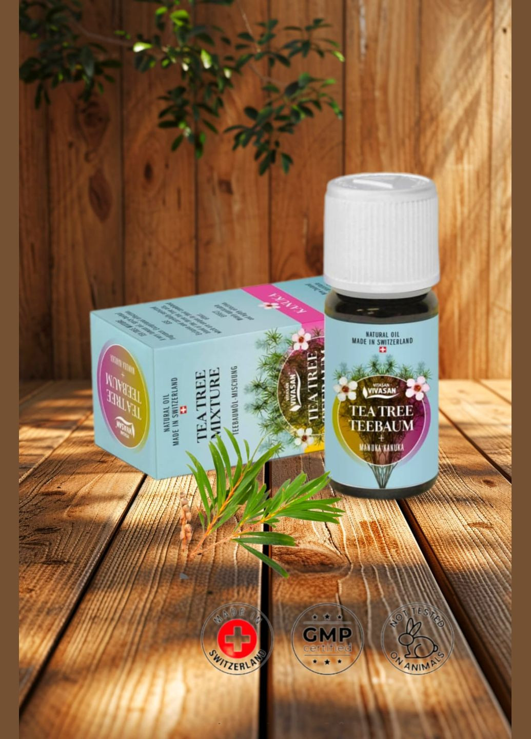 Натуральное эфирное масло Чайного дерева с манукой и канукой 10 мл Швейцария Vivasan (292731809)