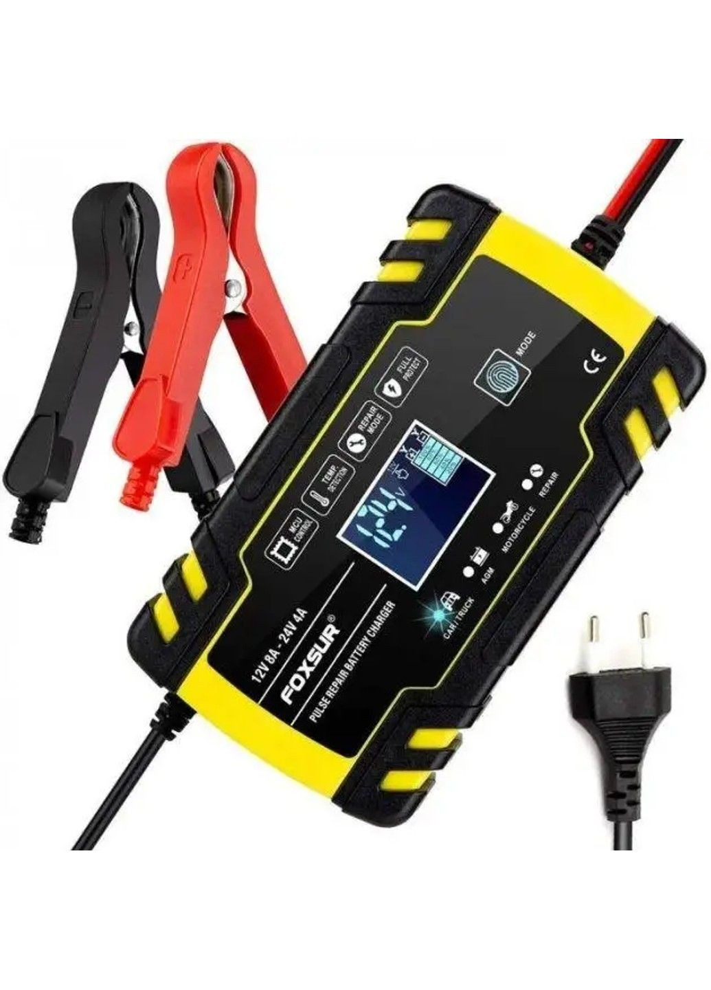 Зарядное устройство для автомобильного аккумулятора Foxsur 12V-8A/24V-4A 12V-8A No Brand (332636212)