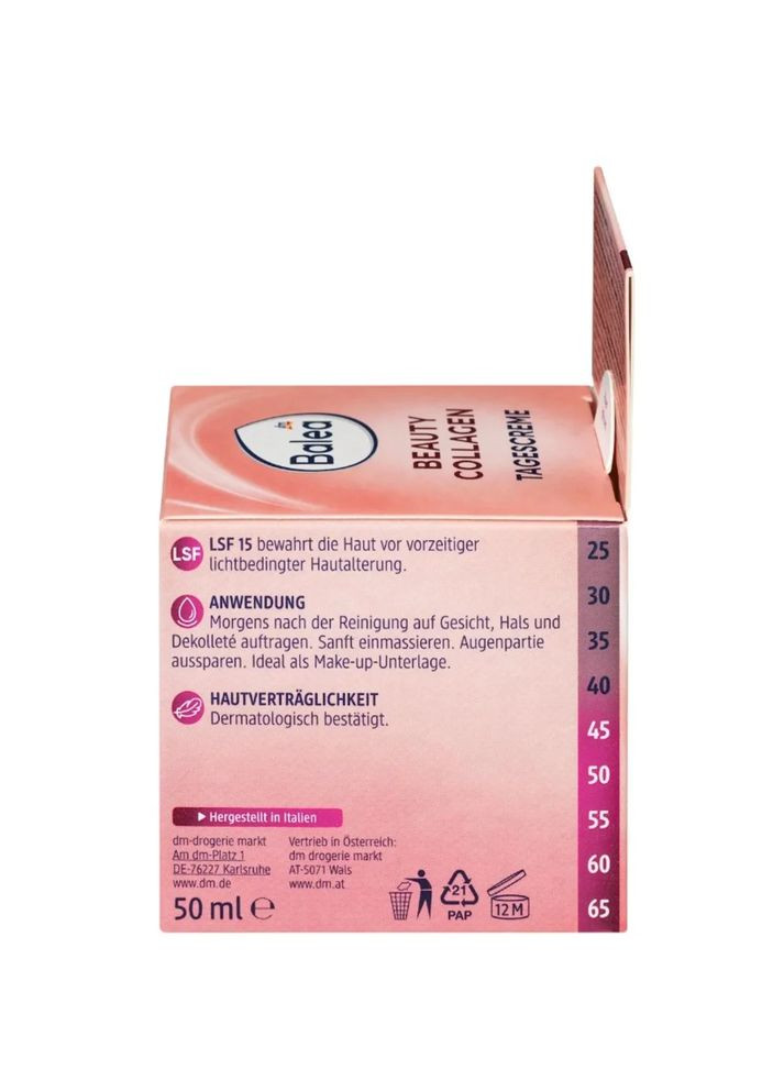 Balea Денний антивіковий крем Gesichtscreme Beauty Collagen з колагеном SPF 15 50 мл — Крем, Німеччина (368293783)