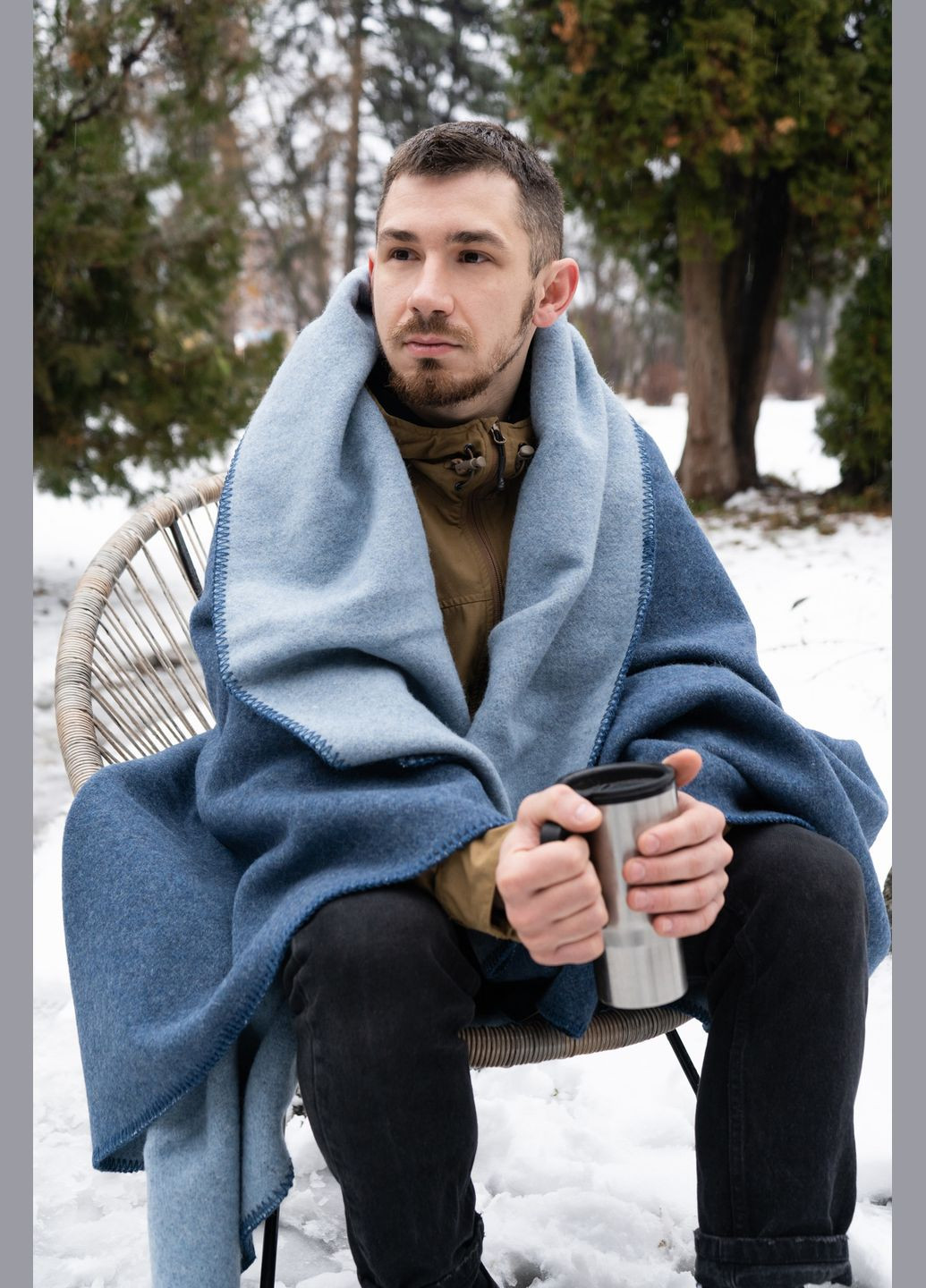 Плед-одеяло шерстяной синий/голубой 130 х 170 см Love You (306716220)