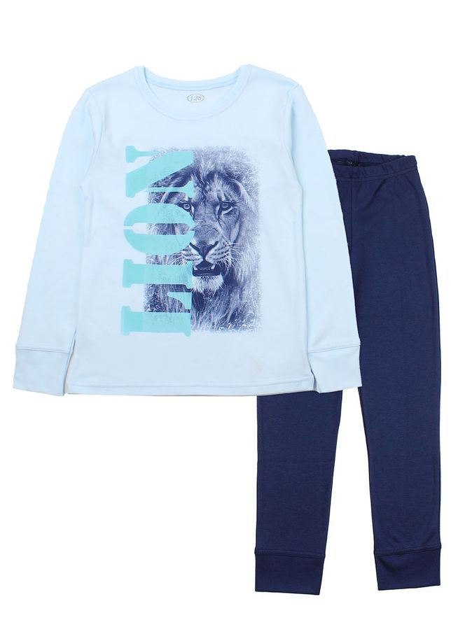 Блакитна піжама для хлопчика lion блакитна Flamingo