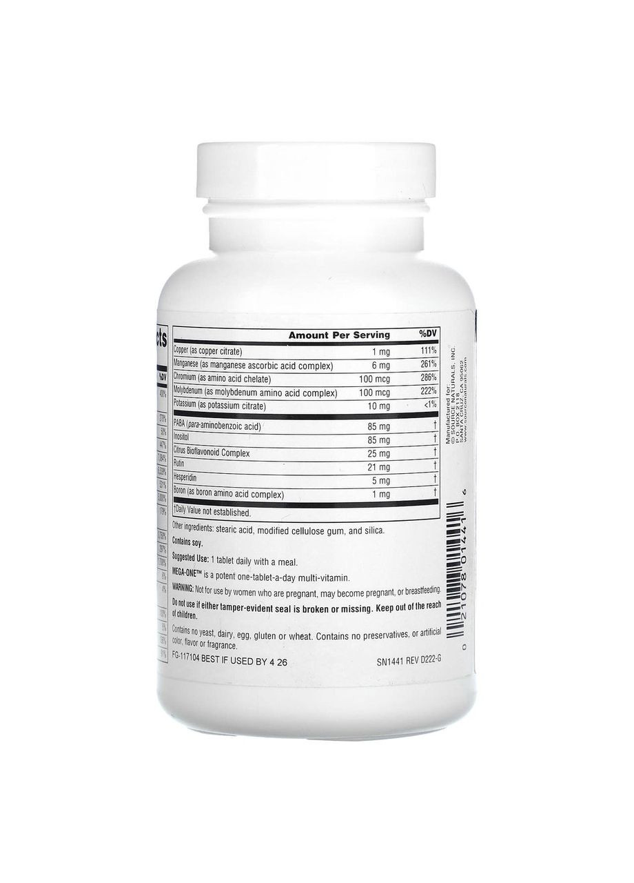 Витмамины и минералы без железа Mega-One 30 табл Source Naturals (359473397)