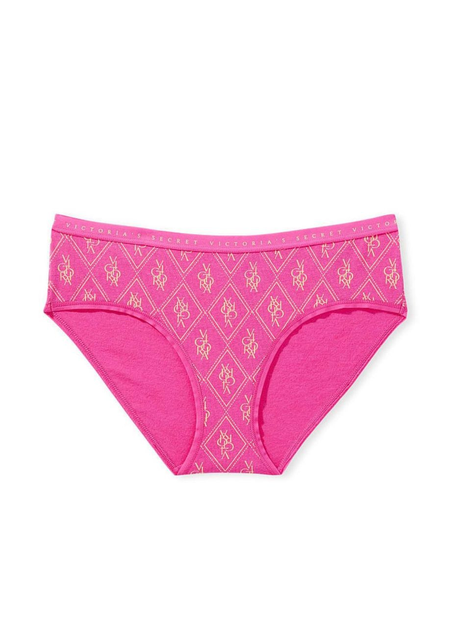 Трусики женские эластичные хипстеры с розовым логотипом. Victoria's Secret З еластичним поясом (316653566)