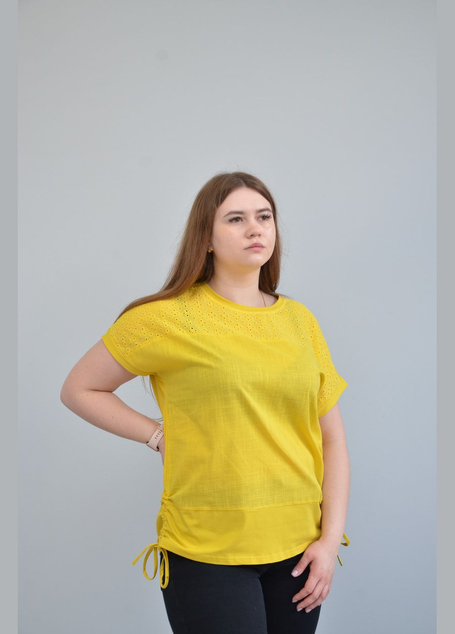 Желтая всесезон женская повседневная футболка, жёлтая (xl, 2xl, ) 3xl No Brand