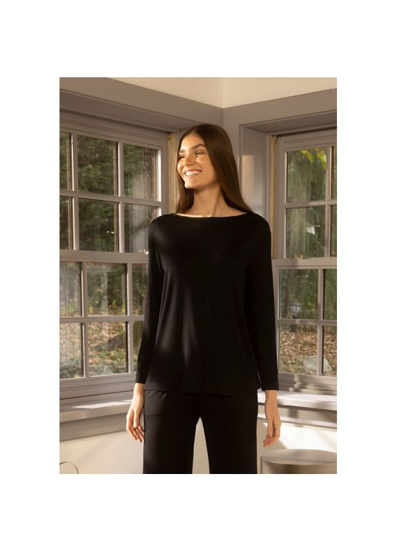 Чорний демісезонний домашній одяг футболка long sleeve — baily siyah чорний Penelope