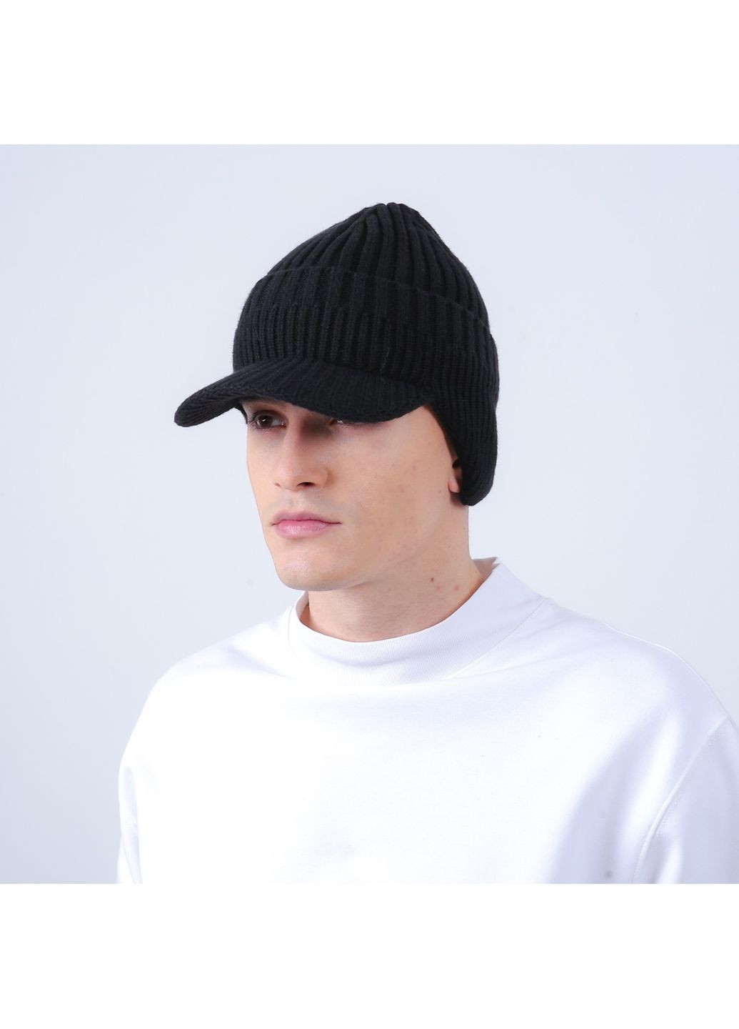 Шапка по голове с козырьком мужская вискоза черная ДЖАР 902-220 LuckyLOOK 902-220М (362623923)