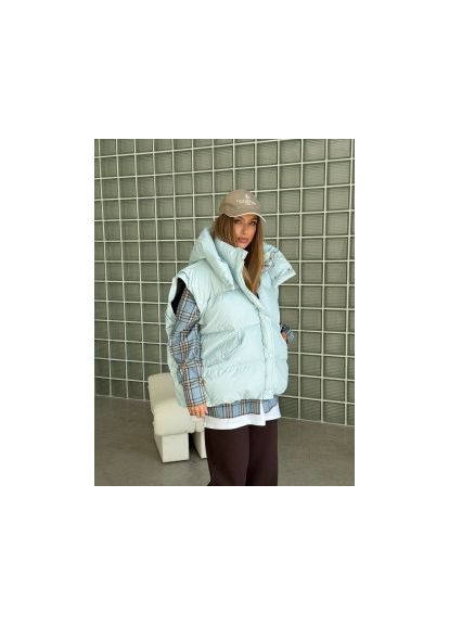 Блакитна зимня жіноча тепла куртка transformer з кишенями та капюшоном (mil588) milirud