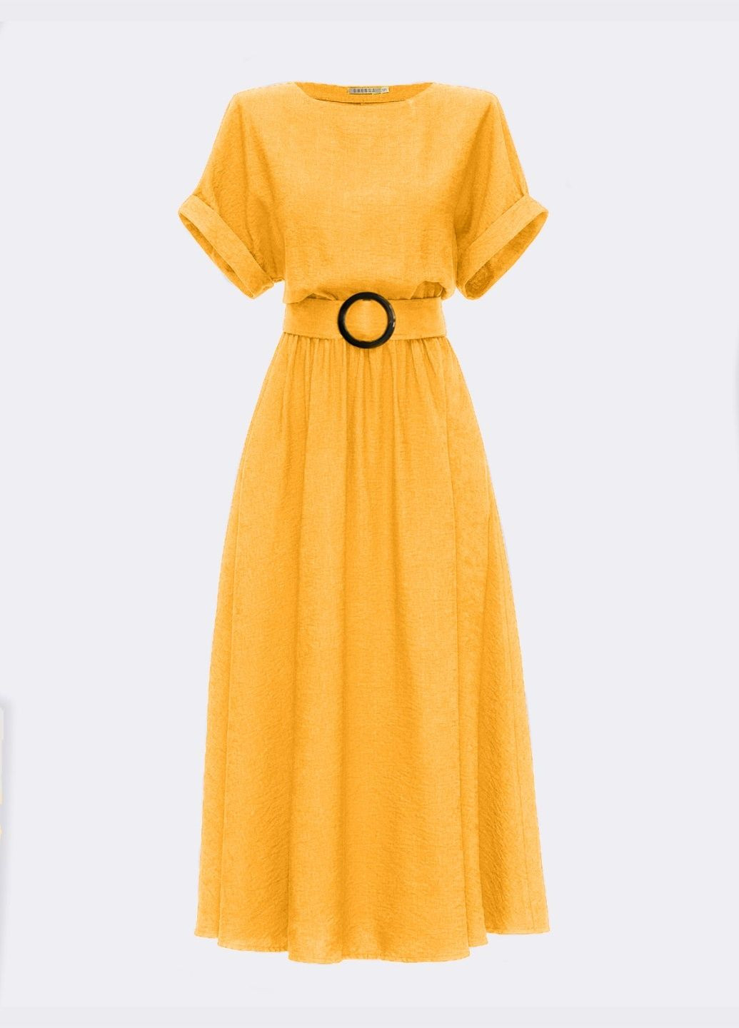 Жовтий розкльошена сукня з напуском по талії жовта Dressa