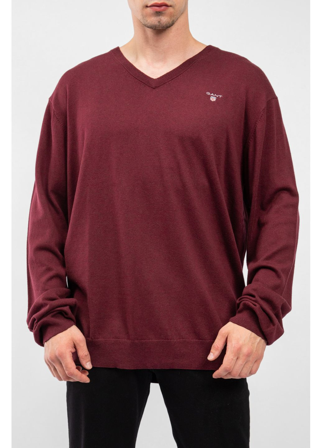 Бордовый пуловер из хлопка и шерсти Gant (353761324)