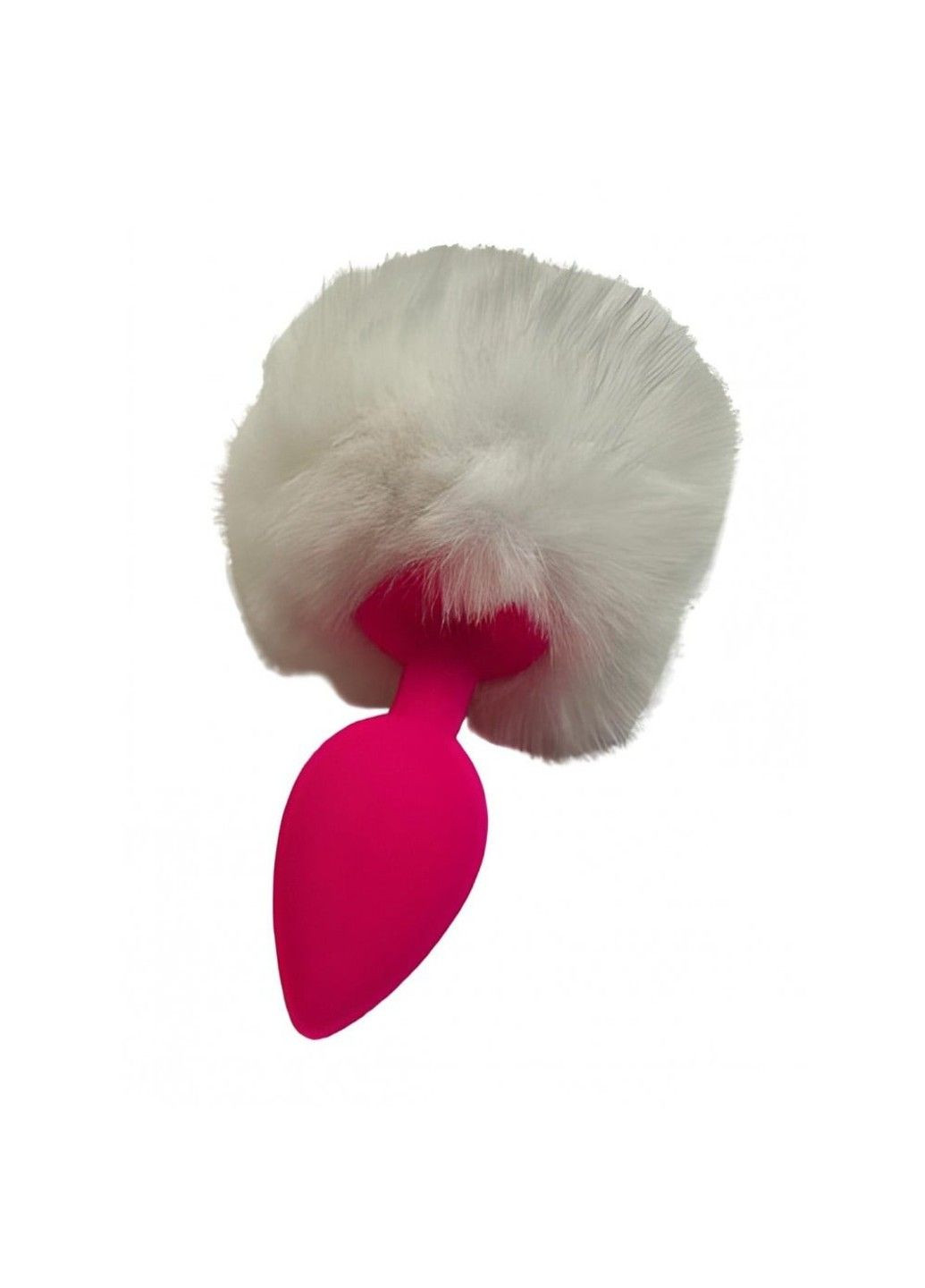 Анальна пробка рожева силікон з білим помпоном S Loveshop (290850682)