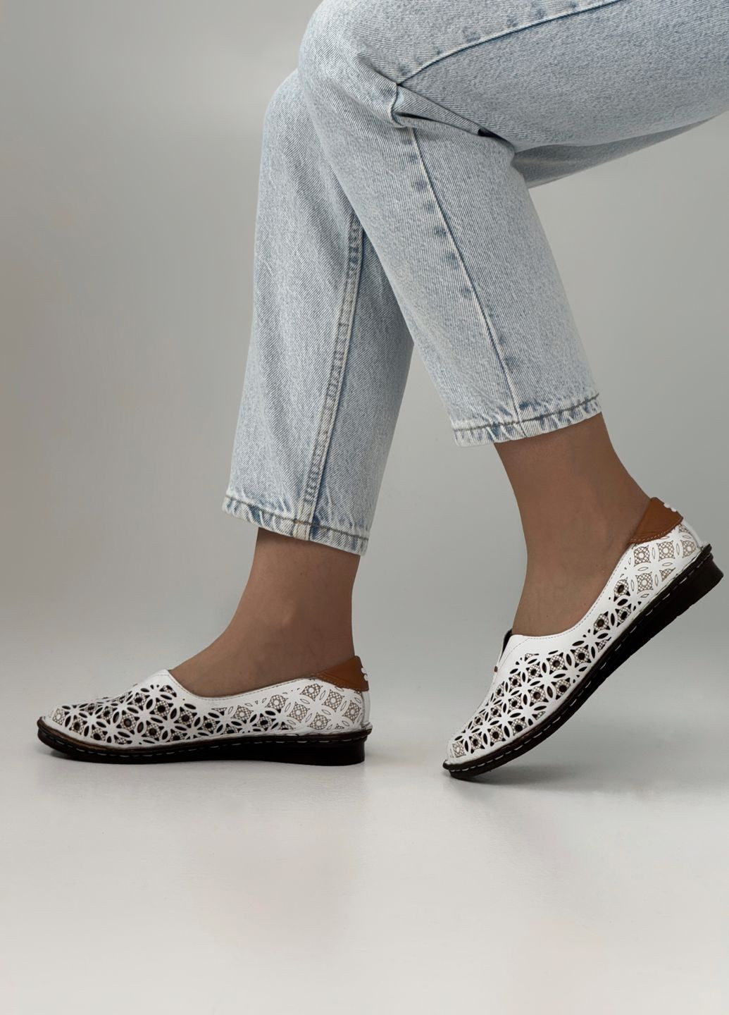 Жіночі балетки жіночі шкіряні Sherlock Soon | білі натуральна шкіра (322326424)