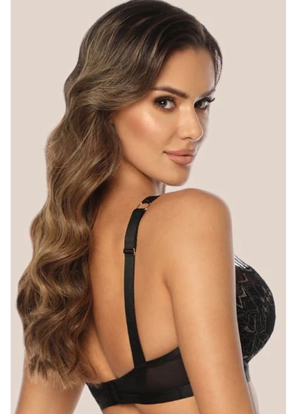 Чорний бюстгальтер із знімним push up shimmer pu-1035 Kinga
