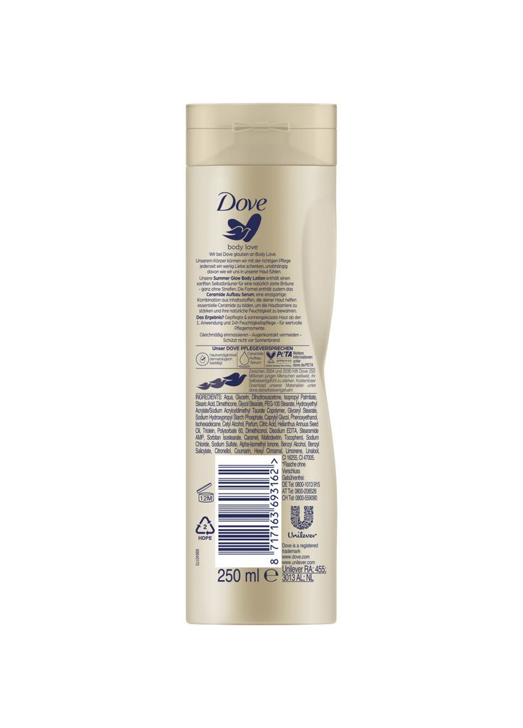 Лосьон для тела Сияние лета с эффектом автозагара 250 мл Dove 8717163693162 (342714657)