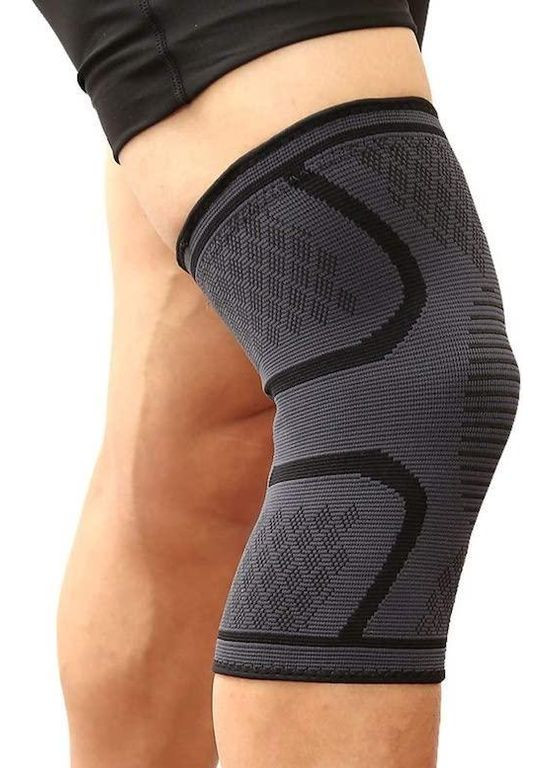 Компресійний захисний наколінник, пов'язка на колінний суглоб «Sport Heavy» 1 шт (чорно-сірий) AOLIKES (366874307)