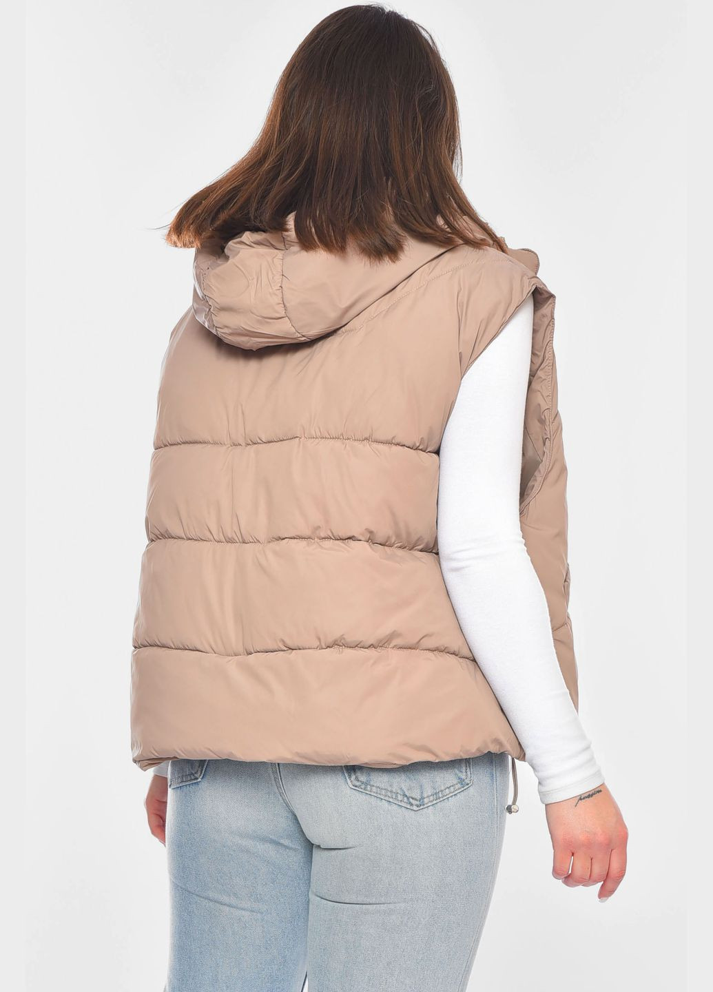 Жилетка жіноча однотонна бежевого кольору Let's Shop (327009435)