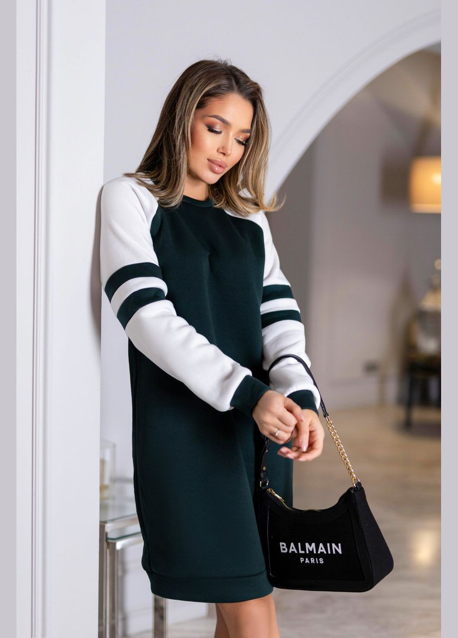 Зелена тепла сукня з тринитки на флісі Fashion Girl