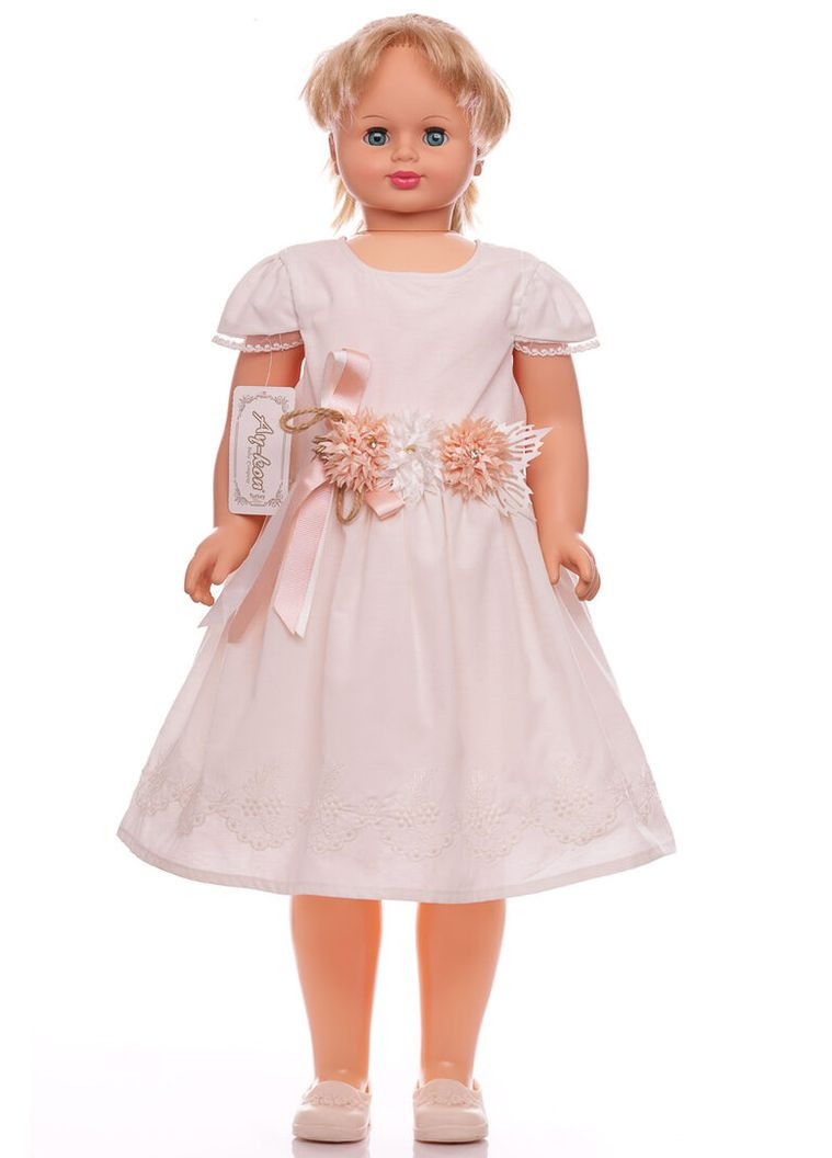 Бежева сукня ошатна з коротким рукавом бавовняна з квітами бежева 92 см (39434) BABYKROHA (323469439)