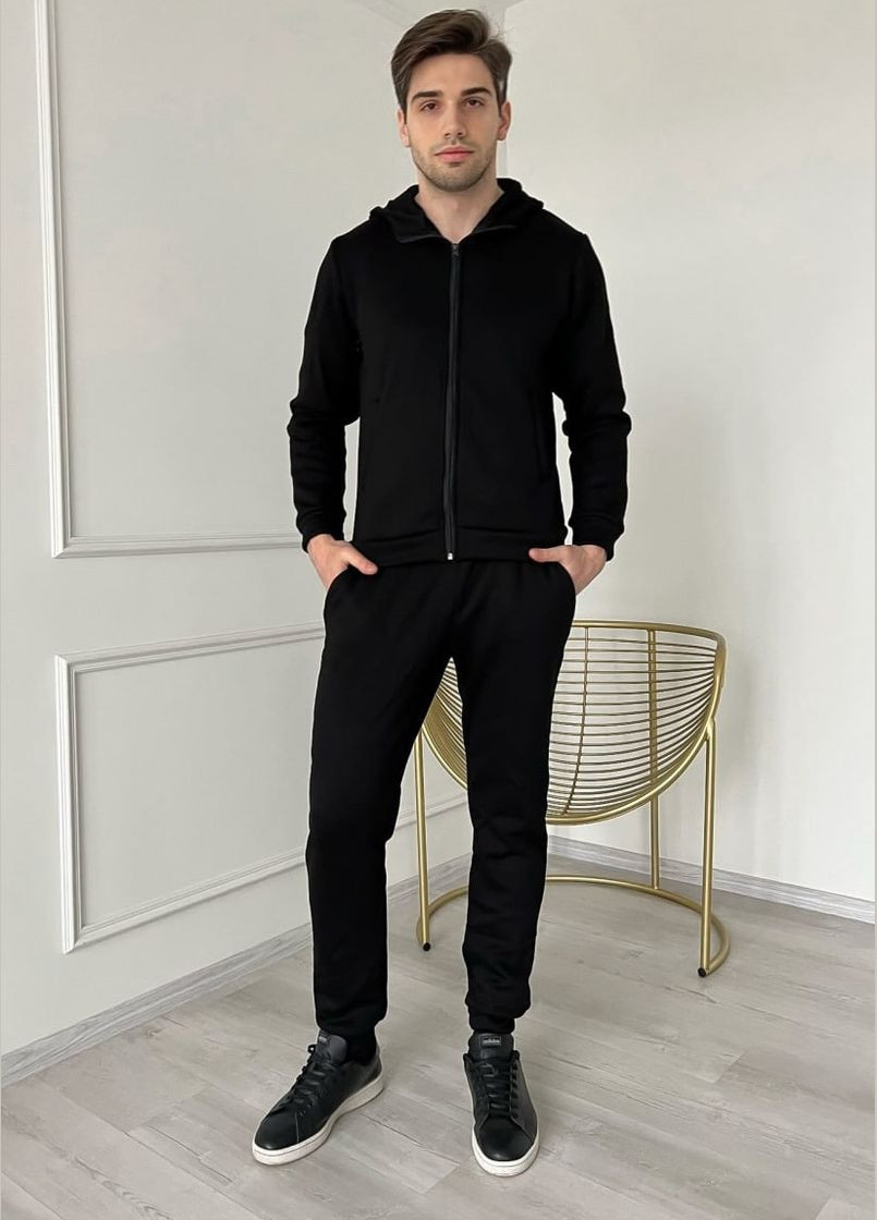 Чорний демісезонний костюм трикотаж на хутрі преміум матеріал No Brand