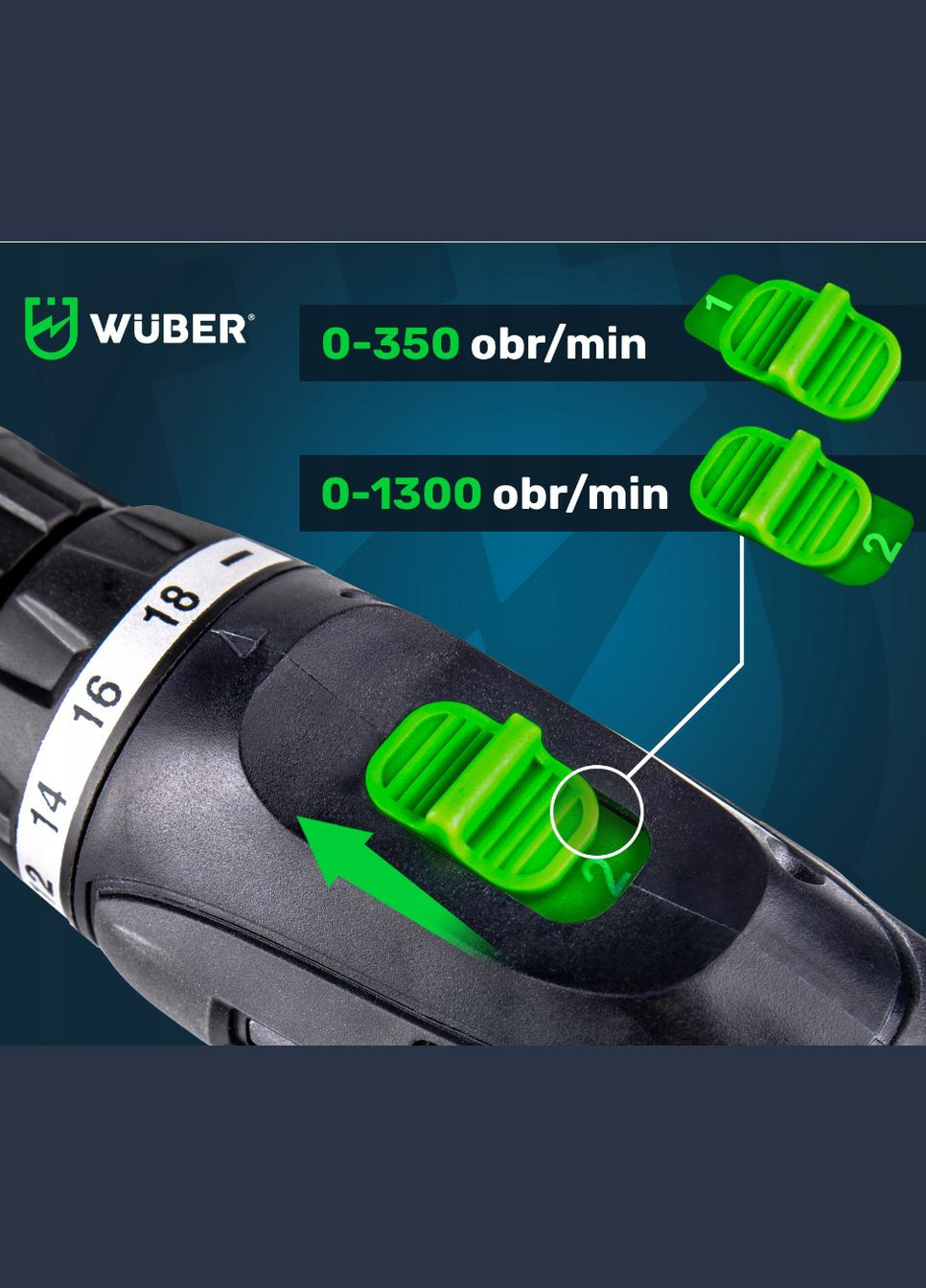 Акумуляторний шуруповерт 18В +2 батареї (Польща) Wuber (340072967)