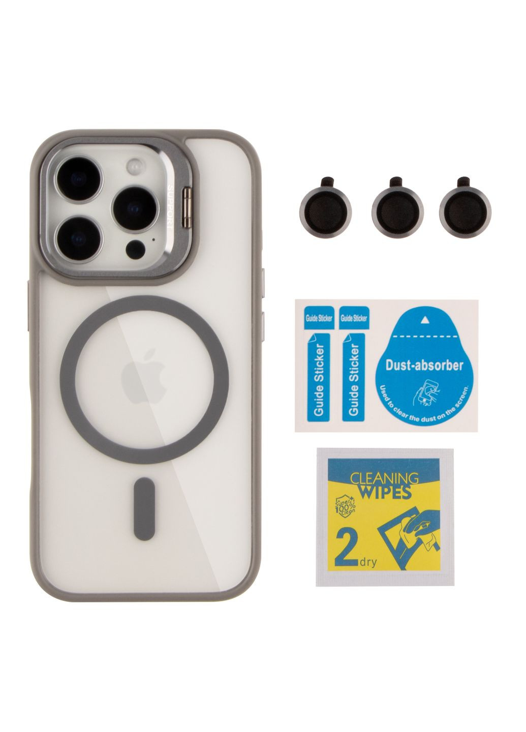 Чохол TPU+PC+Metal with MagSafe and Camera Lenses для iPhone 16 Pro Max Grey No Brand Apple iPhone 16 Pro Max 2024 (336151893)