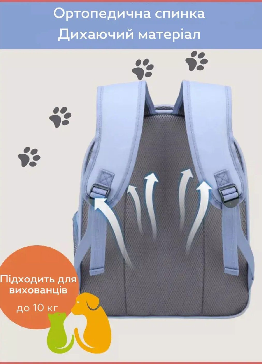 Рюкзак сумка переноска для тварин котів собак з вентиляцією ручкою кишенею для аксесуарів 40x33x23 см (477184-Prob) Блакитний Unbranded (295438369)