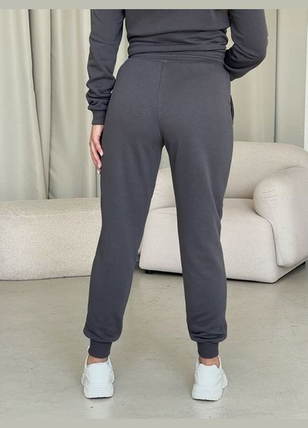 Женские спортивные штаны джогеры больших размеров двухнитка серые You Best (332621168)