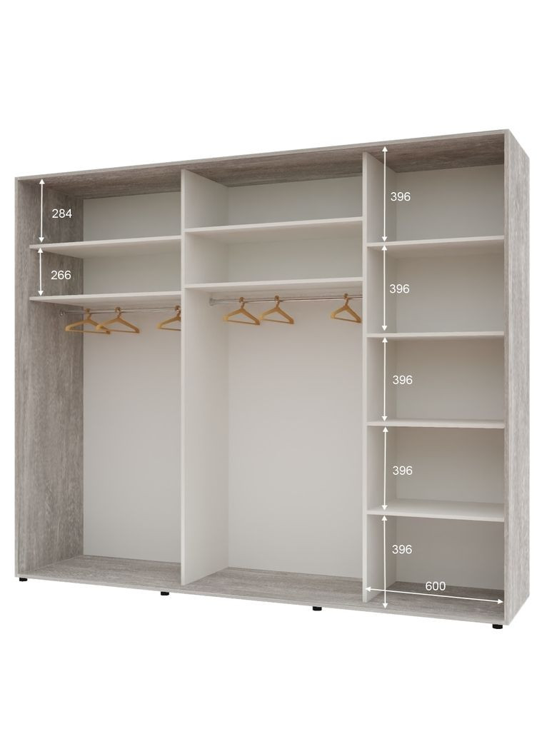Шафа-купе тридверна 270*60*210 см Бетон 3 двері ДСП Стандарт Комфорт Меблі (360431748)
