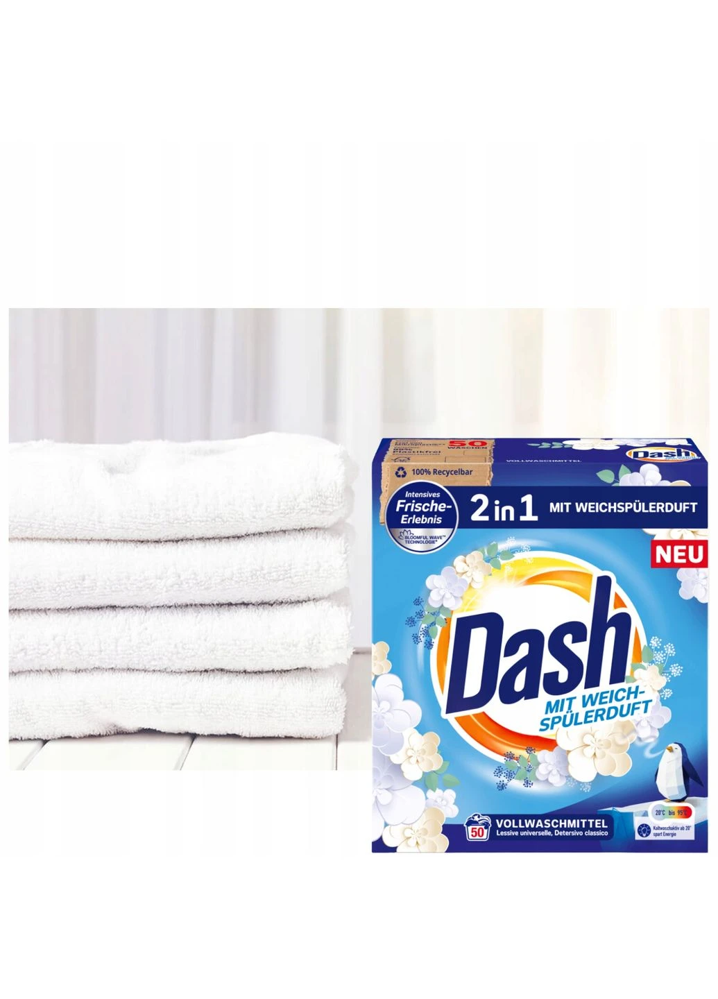 Стиральный порошок 2in1 Vollwaschmittel 3 кг 50 циклов стирки (4012400504121) Dash (352261696)