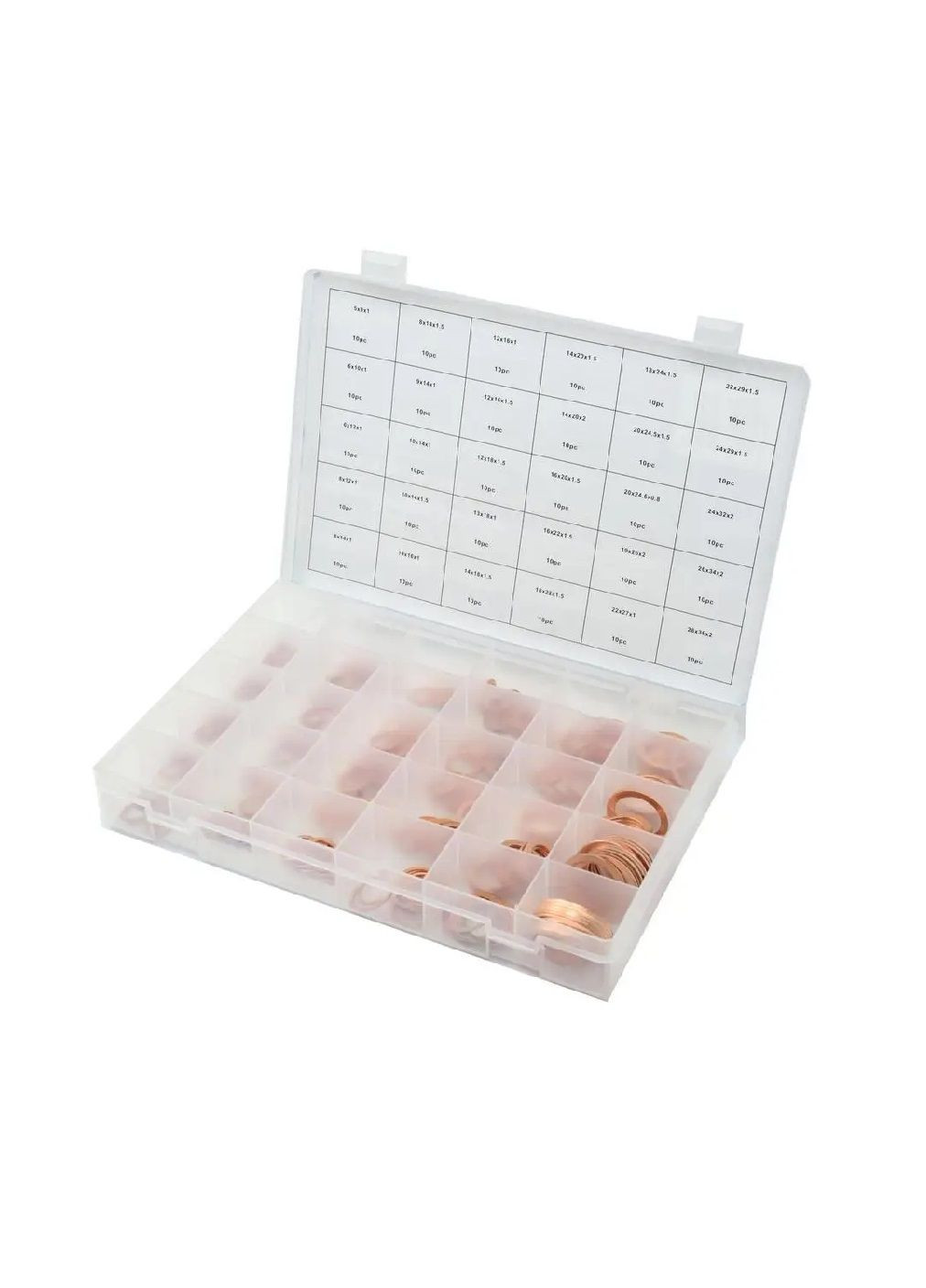 Набор комплект медных шайб 9-36 мм в пластиковом кейсе для пробок слива масла 30 размеров 300 штук (479381-Prob) Unbranded (317450518)