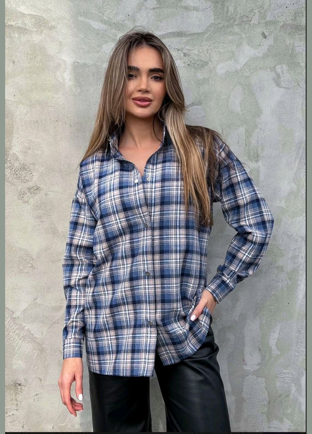 Сорочка жіноча в клітку бавовняна весна- літо Canvas пряма (323490644)