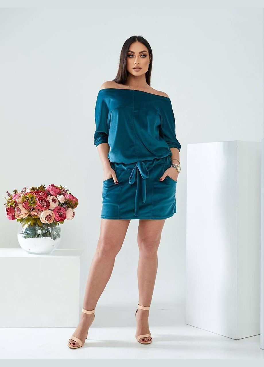 Морской волны спортивное, повседневный, кэжуал, вечернее женское платье на одно плечо No Brand