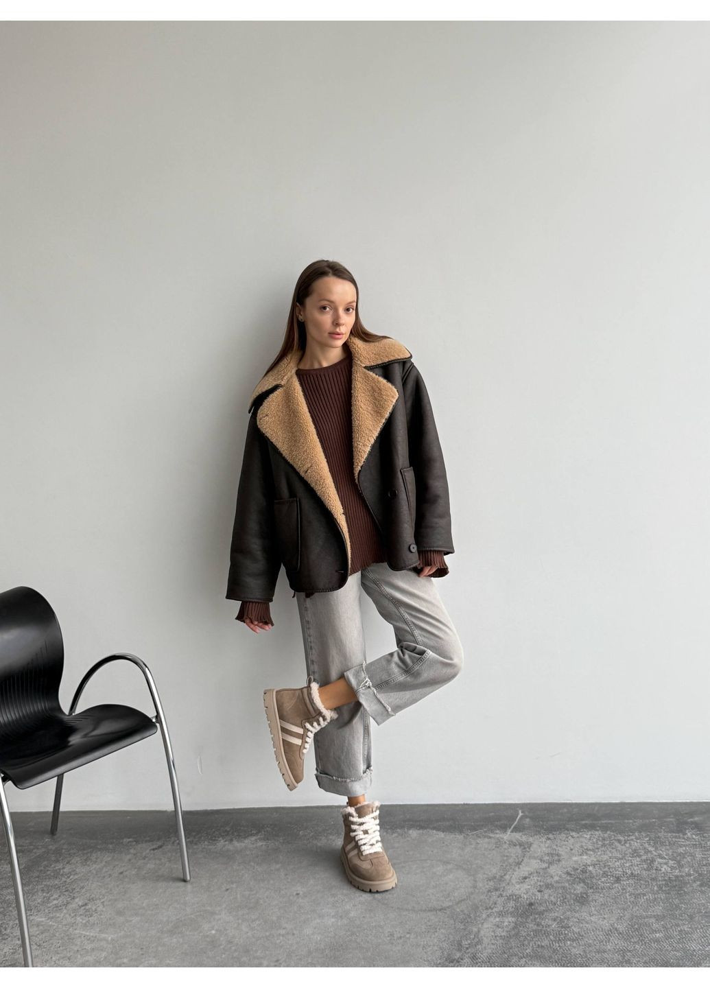 Зимние зимние ботинки teddy Helen из натуральной замши