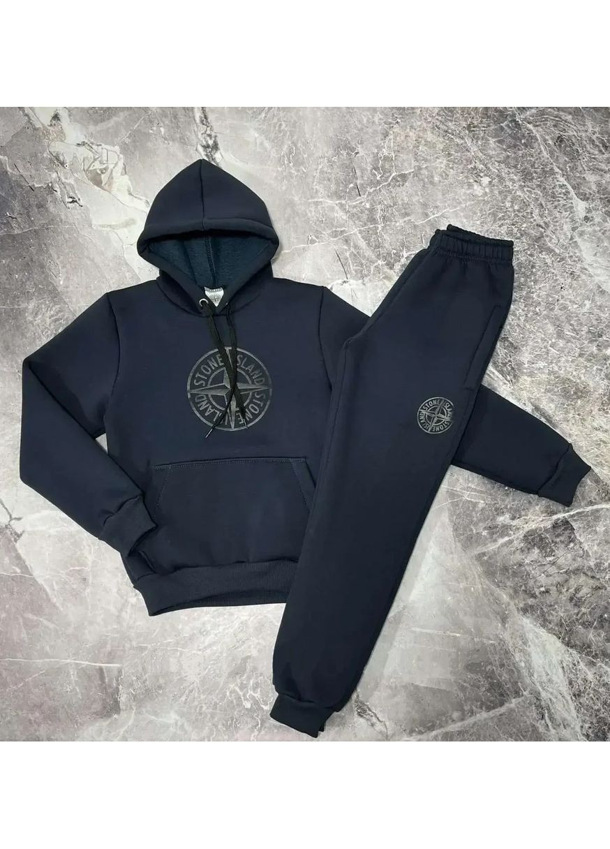 Підлітковий теплий спортивний костюм Stone Island - Дитячий теплий спортивний костюм на флісі ✨ Синій, 40 (152) No Brand (360957197)