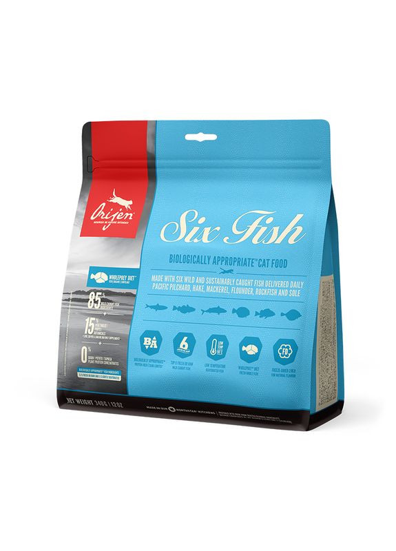 Сухий корм для кішок всіх порід 6 Fish Cat & Kitten з рибою 340 г (o28134) Orijen (315501839)