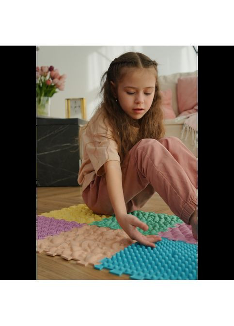 Килимок масажний "Пазли Мікс" 6 елементів Пастель 27x28 см Ortek (372128918)