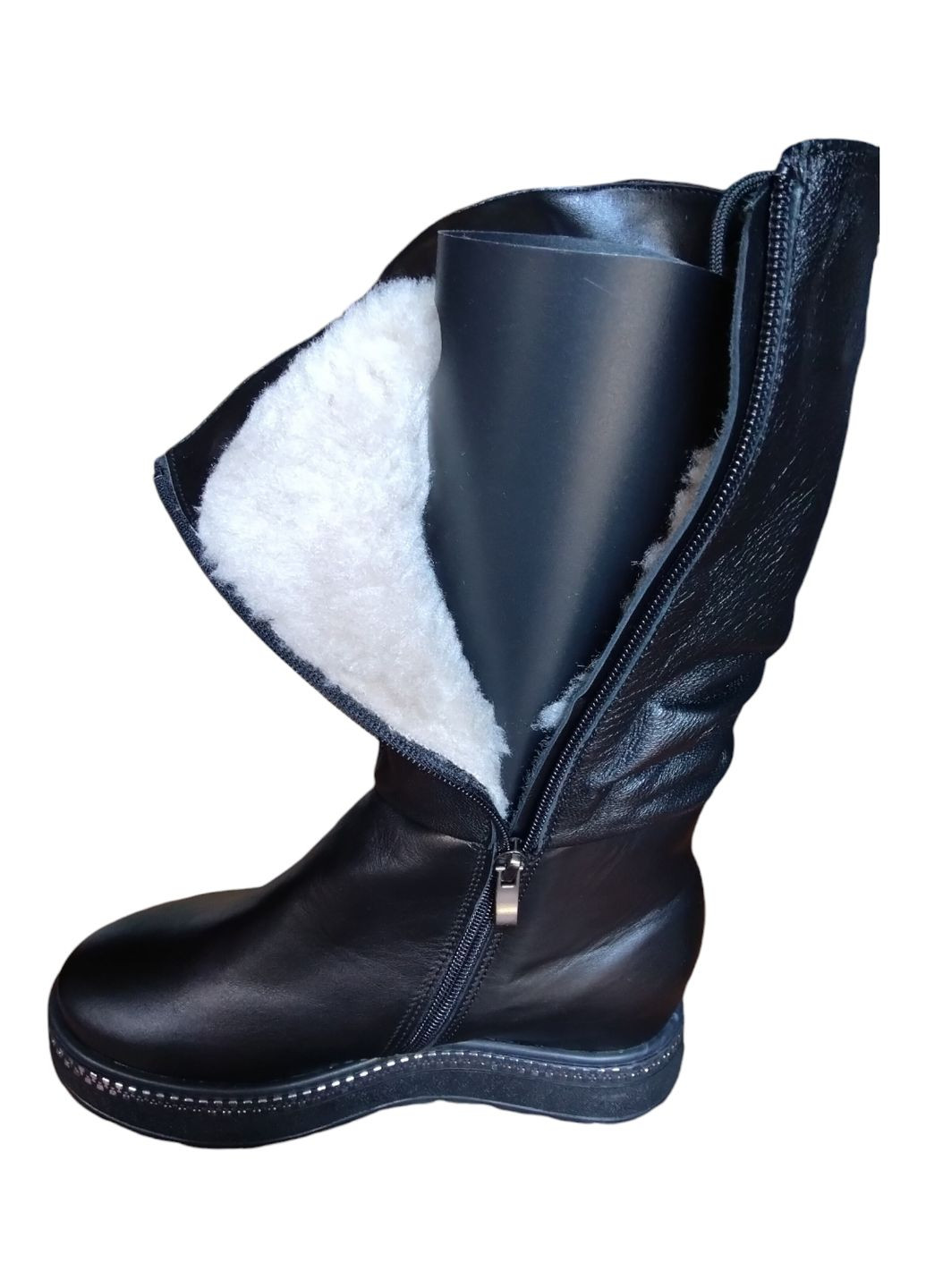 Зимние сапоги кожаные No Brand