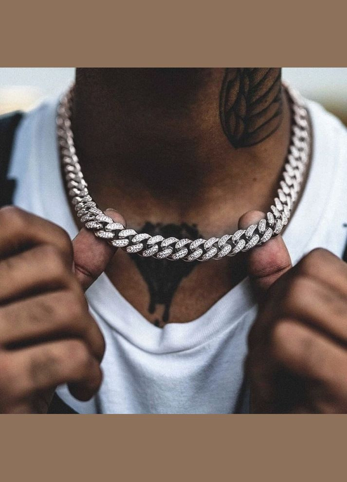 Чоловічий металевий ланцюжок, срібний ланцюг на шию зі сталі 12 мм No Brand (328251239)