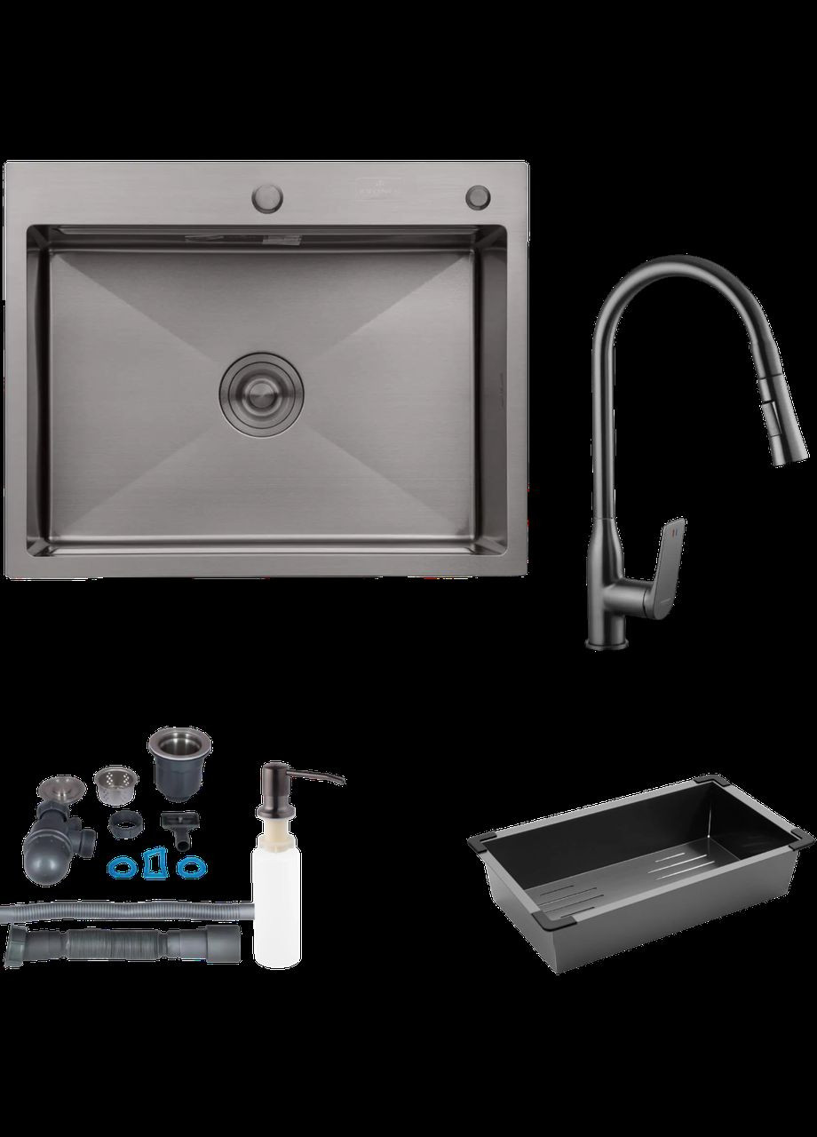 Комплект кухонної мийки KRP Schwarze - 6350HM PVD (3.0/1.0 мм) Kroner (336937045)