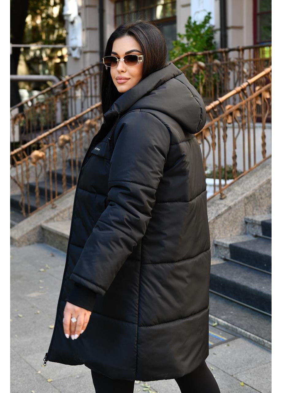 Чорне зимнє Тепле зимове пальто з капюшоном No Brand