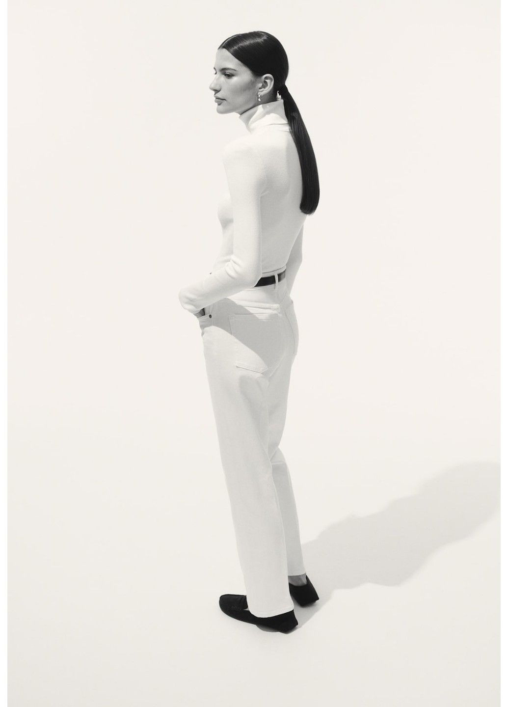 Женские прямые джинсы Straight High (58103) W34 Белые H&M - (321981791)