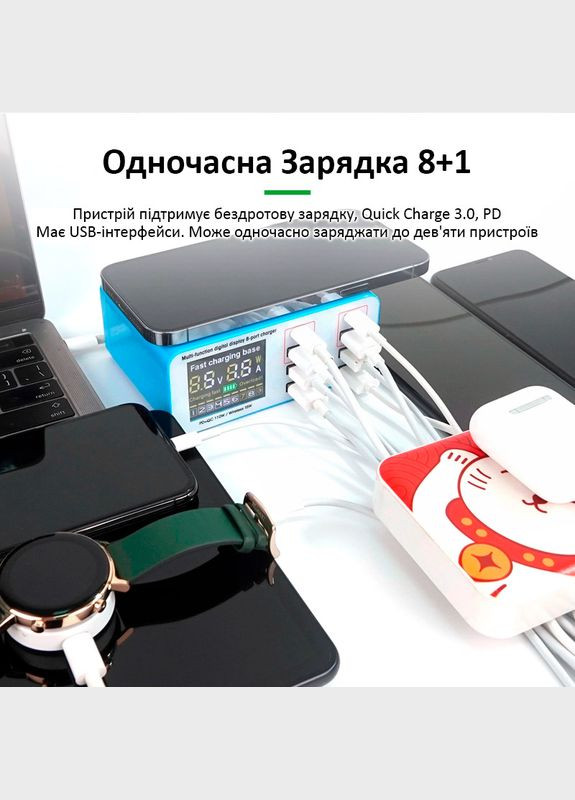 Быстрое зарядное устройство + беспроводная зарядка RL-304S 4xUSB/2xUSB Type-C PD3.0/2xUSB QC3.0/ 100W Relife (317204199)