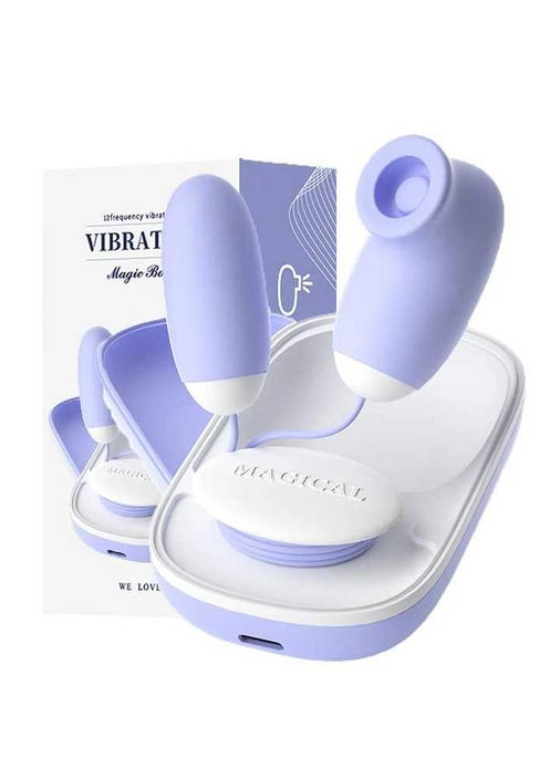 Двойное вакуумное виброяйцо Laile Magic Box на USB из 20 режимов вибрации. Вибраторы с вакумной стимуляцией No Brand (361441360)