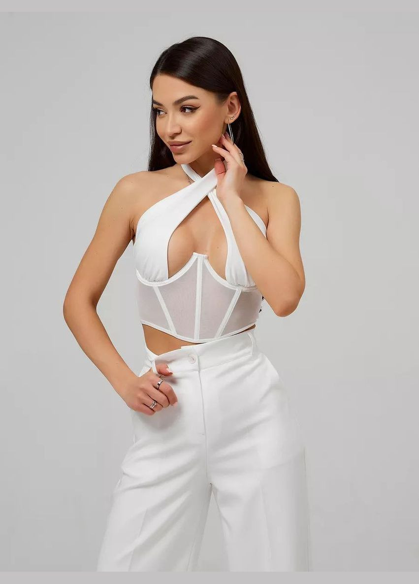 Женский корсетный топ Persephone с завязками на шее топ бюстье со вставками из сеточки No Brand Жіночий корсетний топ (335870191)