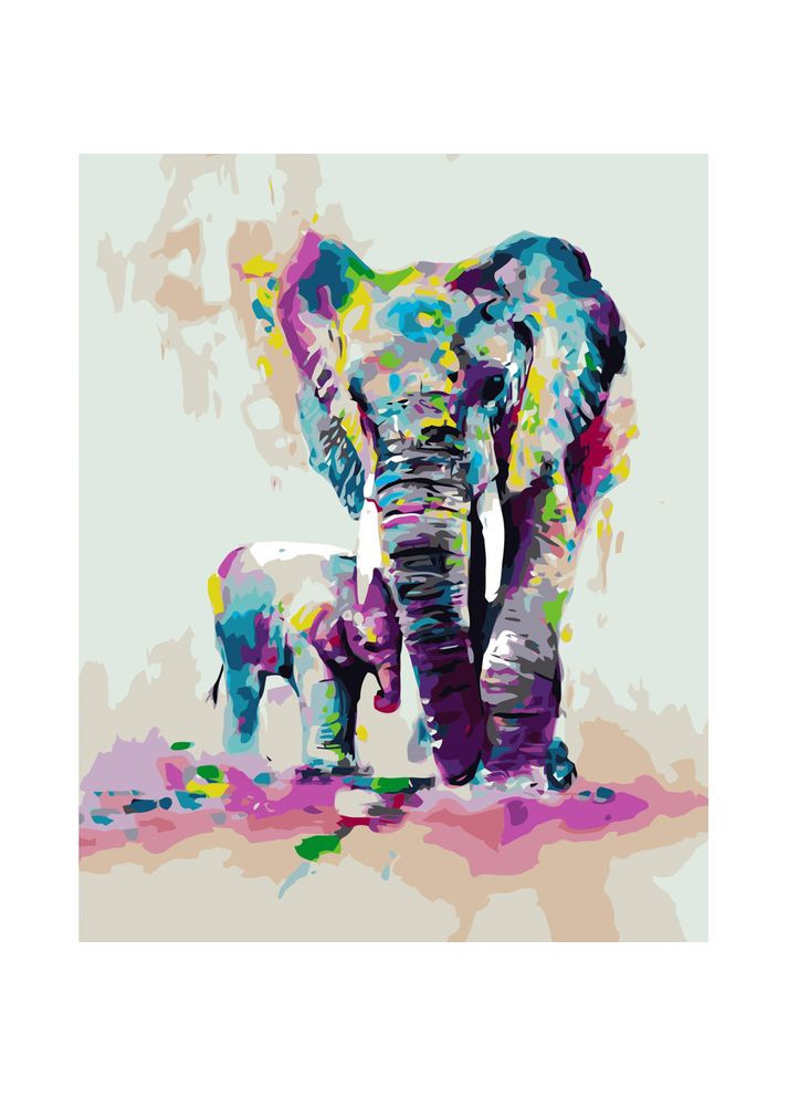 Картина за номерами Слоненя з мамою см розмальовка для дітей творчість для дорослих Strateg (369760325)