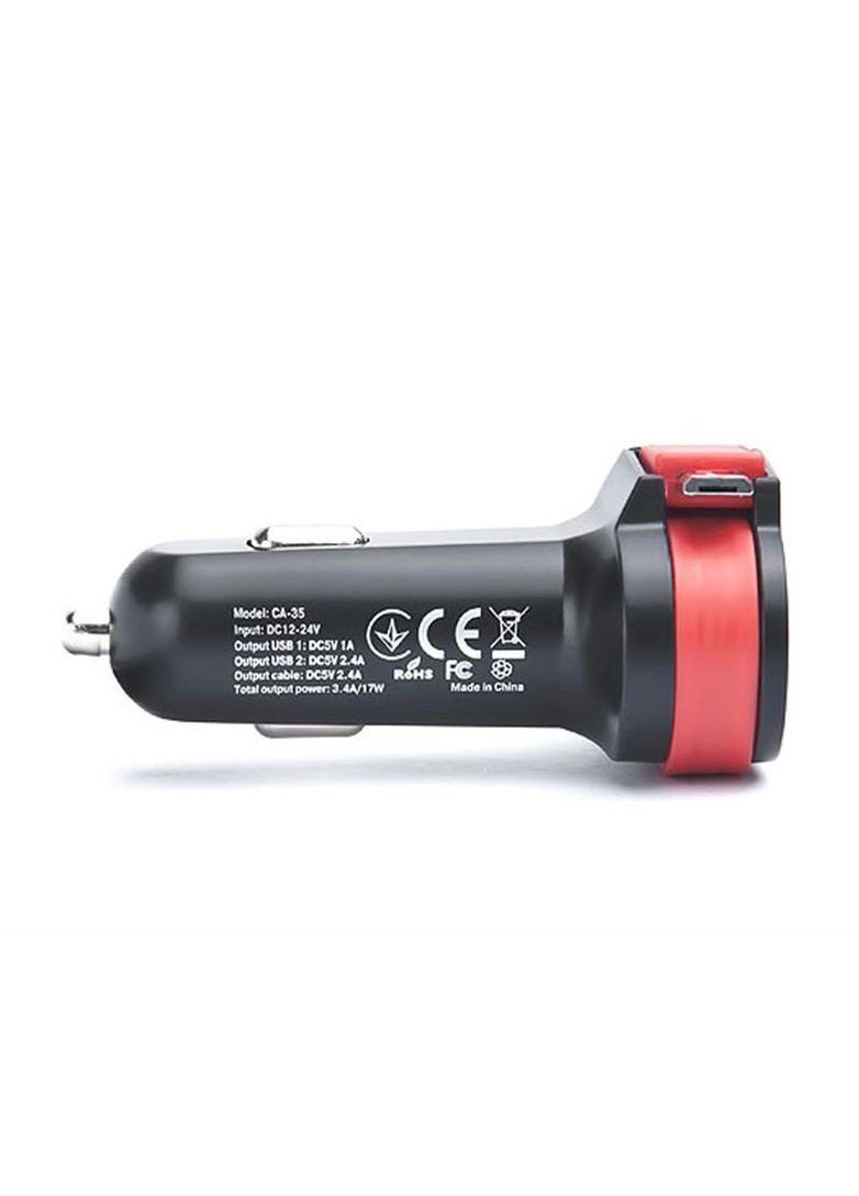 Автомобильное зарядное устройство для CA-35 (3USBx3.4A) Black/Orange + кабель microUSB Real-El (341486111)