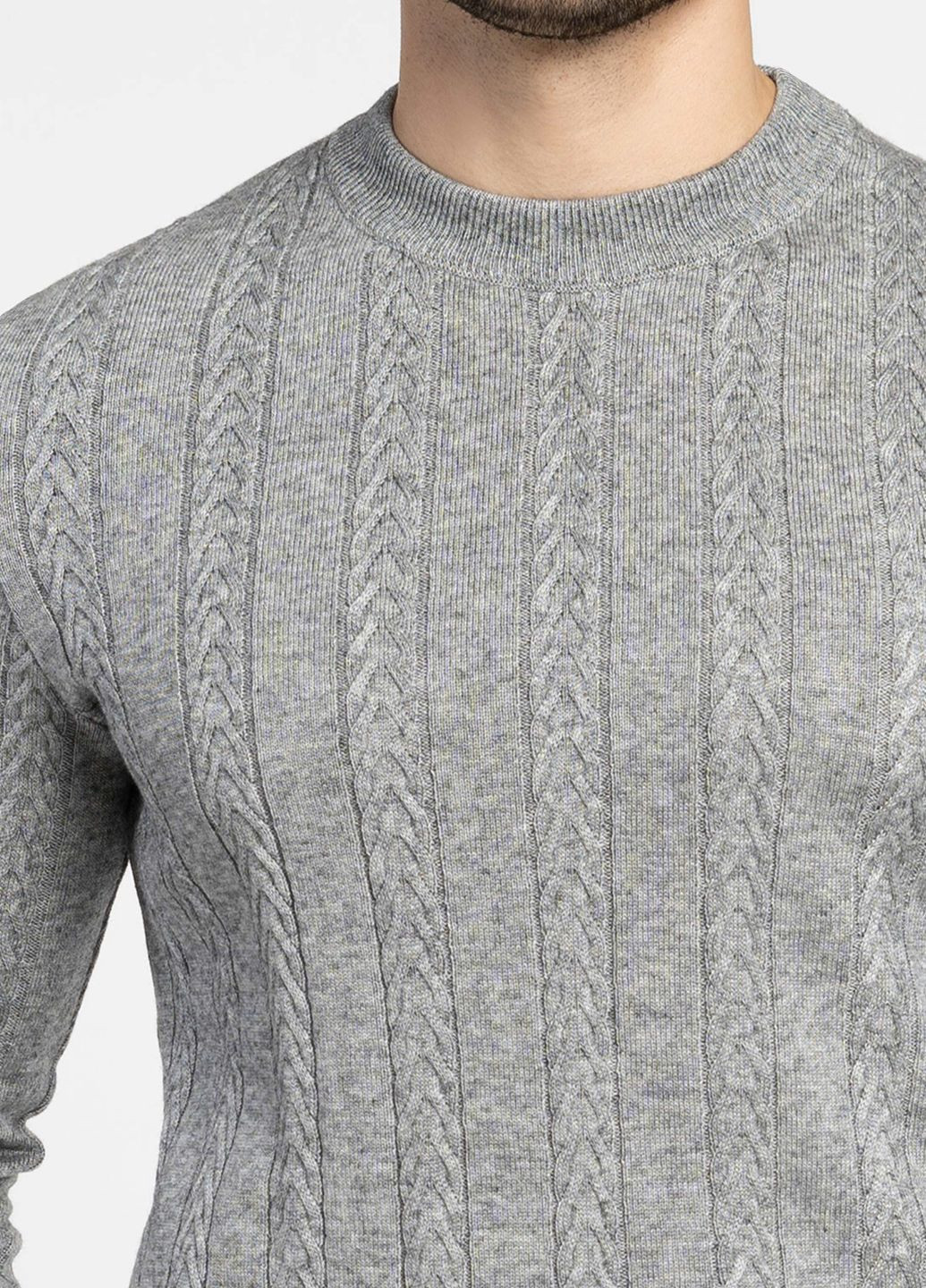 Серый зимний свитер мужской серый Arber Crew-neck AKS-M-04