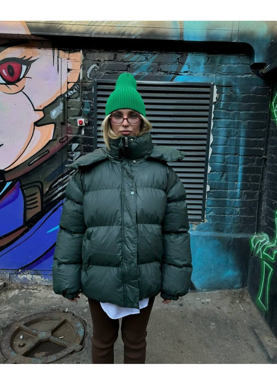 Бутылочная зеленая демисезонная женская куртка FINO Mode