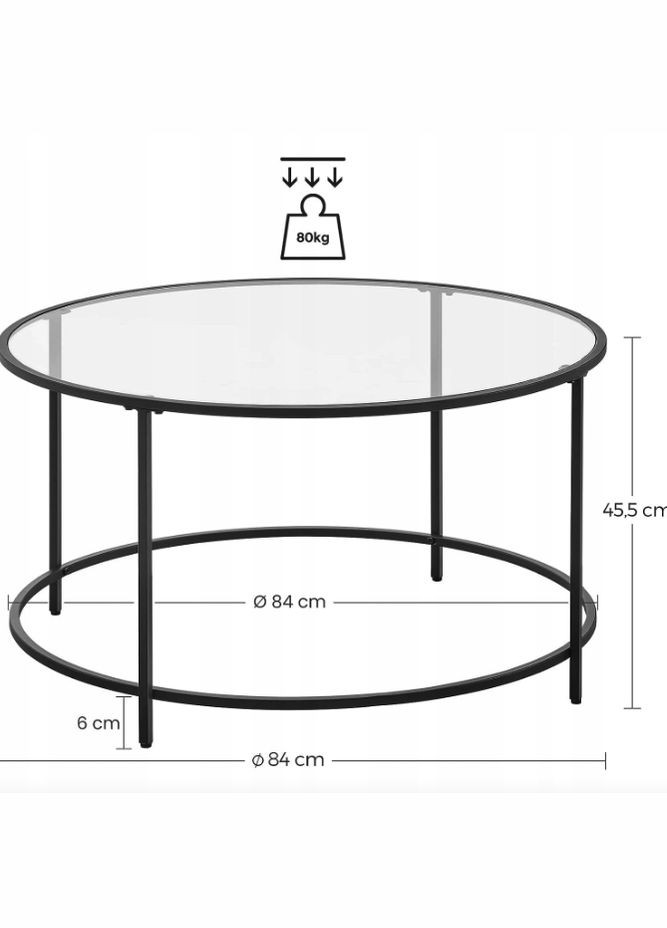 Журнальный столик Oskar круглый с прозрачной столешницей Leobert (301865676)